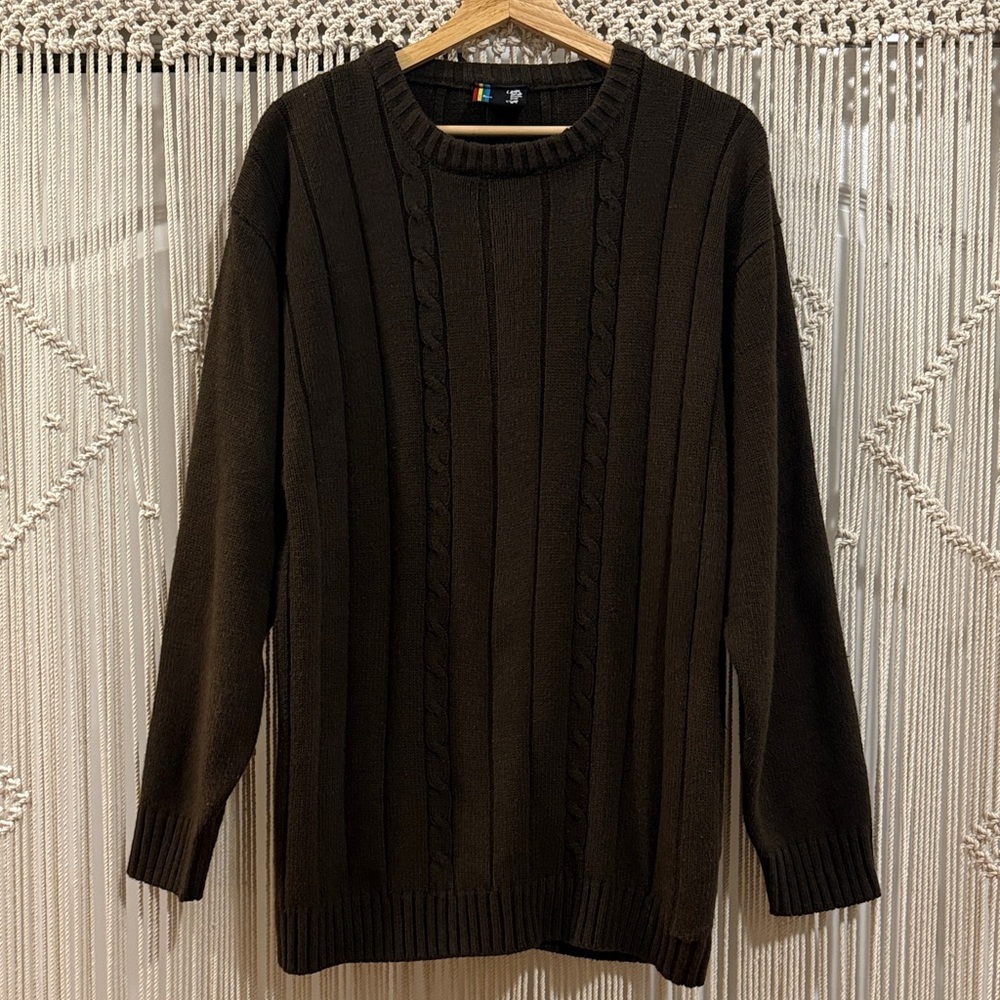 Bluey Classic Brown Cable-Knit Crewneck Sweater